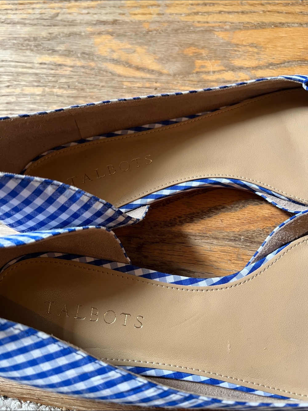 Womens Blue Gingham Knot Front Flats Talbots 9 1/2 - Picture 5 of 9
